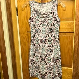 Patterned dress with crossed front